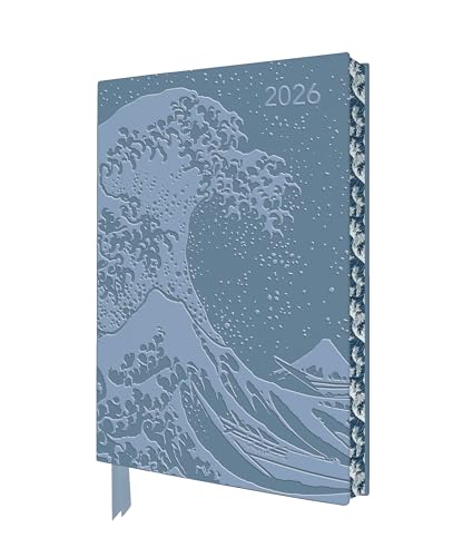 Katsushika Hokusai: The Great Wave 2026 Artisan Art Vegan Leather Diary Planner - Page to View with Notes