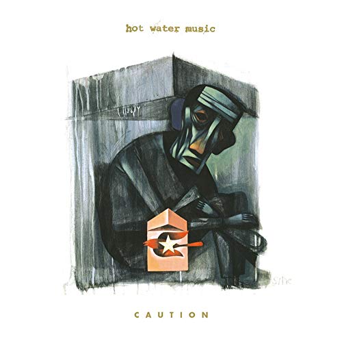 Vinyl album cover for Hot Water Music’s “Caution” featuring a masked figure.