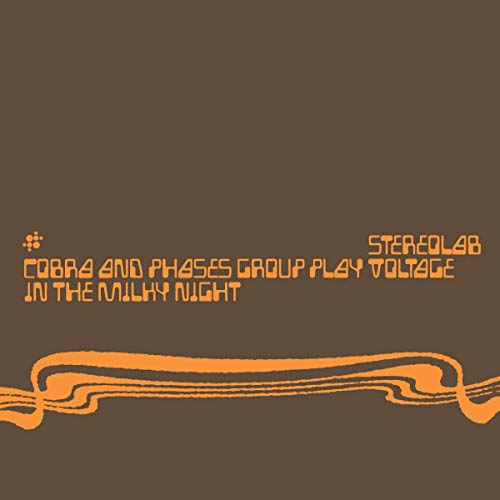 Stereolab album cover: brown background with orange text and abstract design.