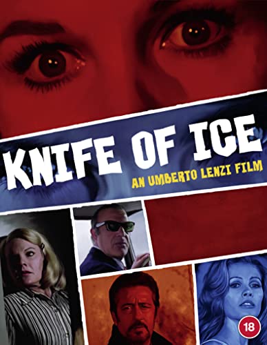 Blu-ray cover for "Knife of Ice" featuring a close-up eye and film stills.
