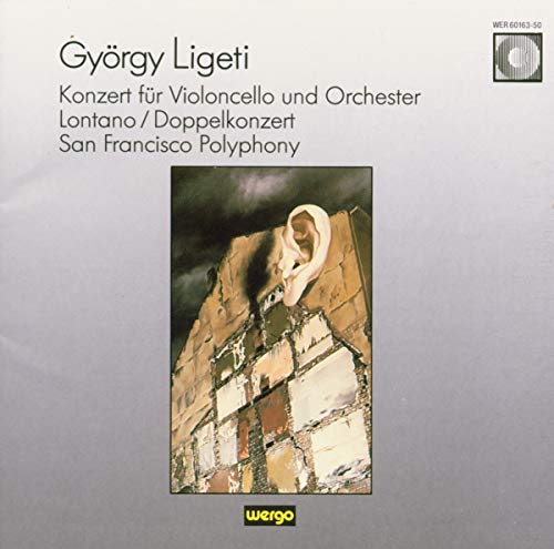 CD cover for Gyorgy Ligeti orchestral works, featuring an ear image.