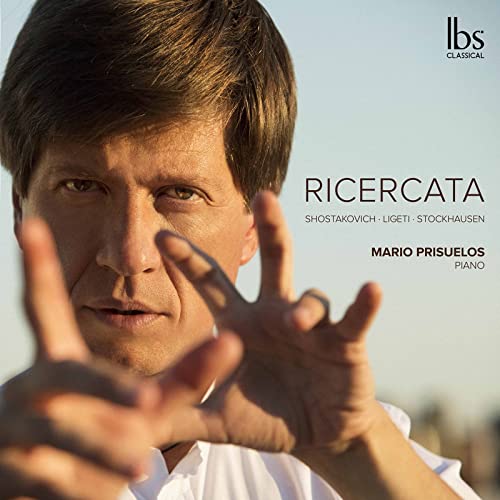 CD cover featuring pianist Mario Prisuelos with outstretched hands.