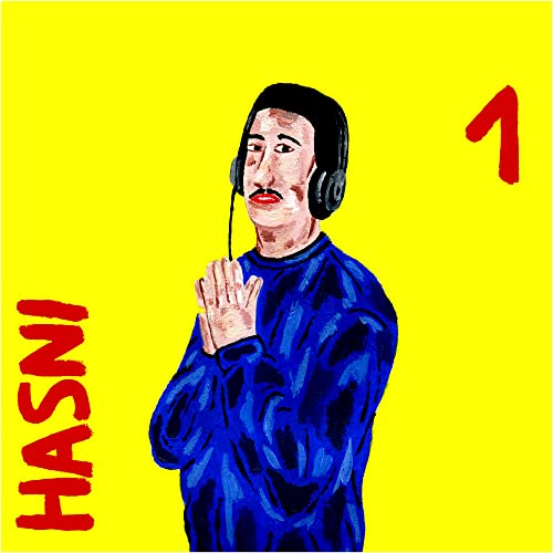 CD cover: portrait of Cheb Hasni with headphones, number one, yellow background.
