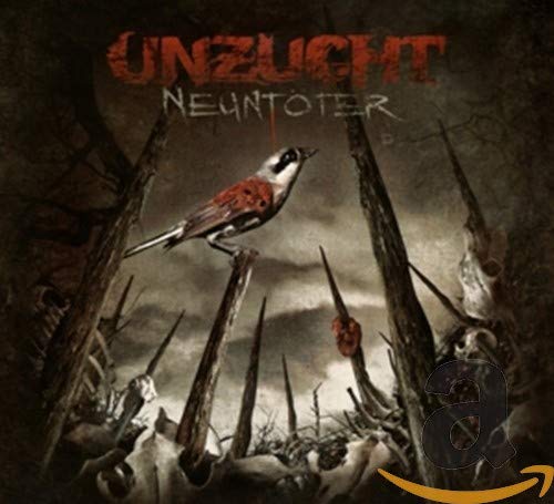 CD cover for Unzucht’s “Neuntöter” featuring a bird on spikes.