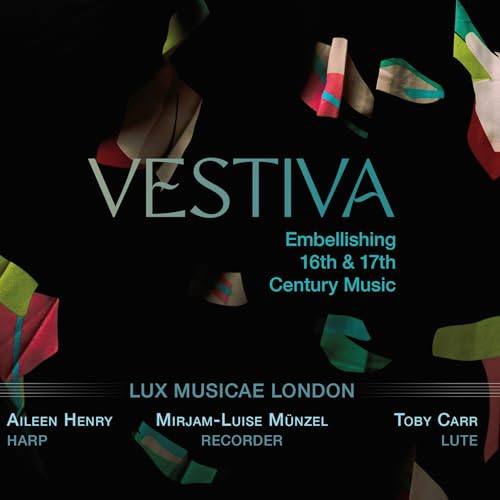 CD cover for "Vestiva" by Lux Musicae London, featuring abstract shapes.