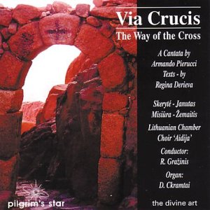 CD cover for "Via Crucis" featuring a stone archway and text.