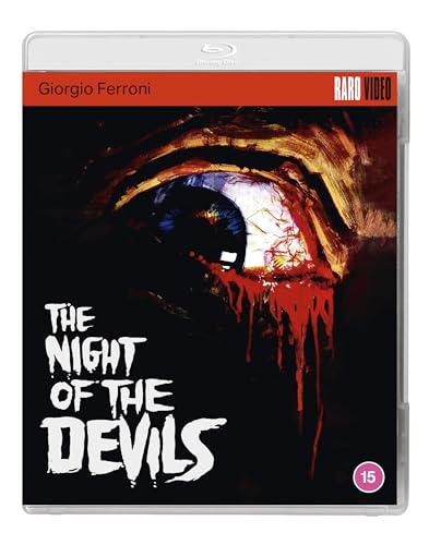 Blu-ray cover for “The Night Of The Devils” featuring a painted, intense eye.