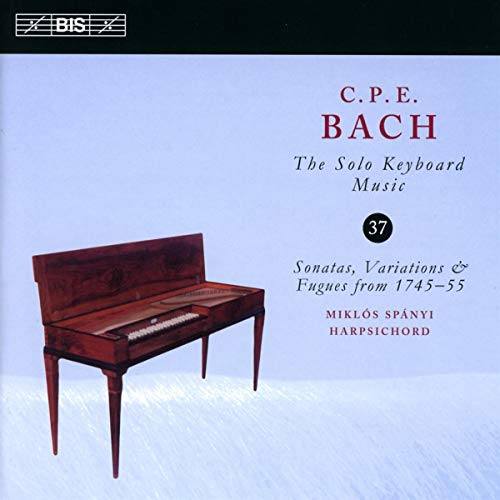 CD cover featuring a wooden harpsichord and text: C.P.E. Bach music.