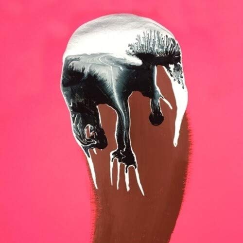 CD cover art: abstract black and white fluid form on red background.