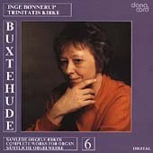 CD cover featuring a portrait of organist Inge Bonnerup, purple background.
