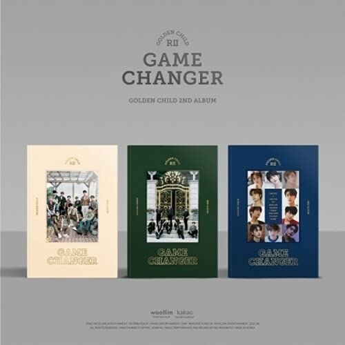Golden Child "Game Changer" album cover with group portraits and variations.