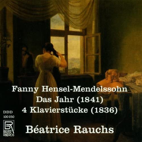 CD cover: woman with violin at window, text “Fanny Hensel-Mendelssohn.”