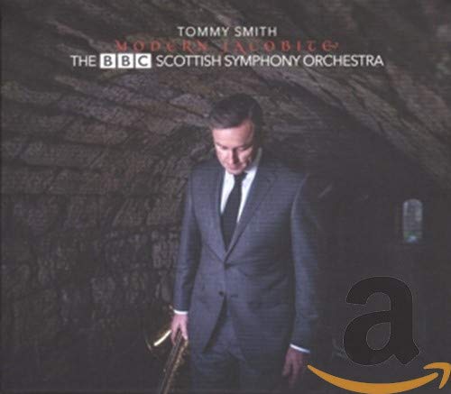 CD cover featuring Tommy Smith with saxophone, stone wall background.