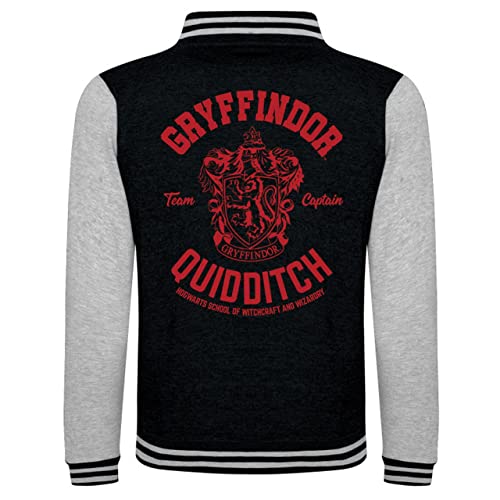 Harry Potter - Gryffindor Quidditch (Unisex Black Varsity Jacket) Small