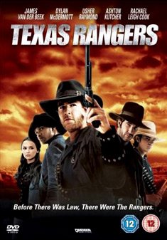 Texas Rangers" DVD cover featuring actors in cowboy hats against a fiery backdrop.