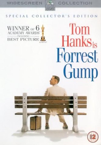 Forrest Gump DVD cover featuring Tom Hanks sitting on a bench.