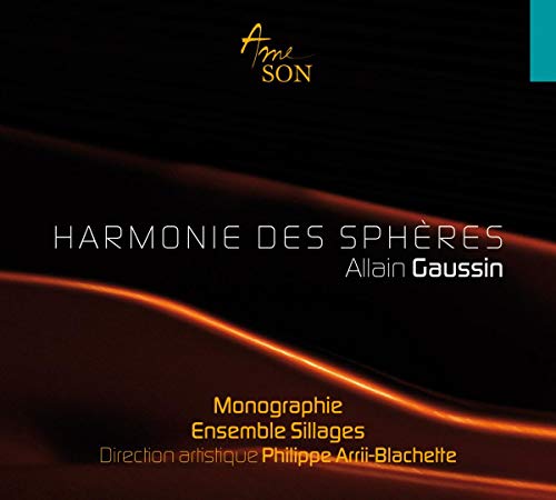 CD cover for “Harmonie des Spheres” by Alain Gaussin, dark abstract design.