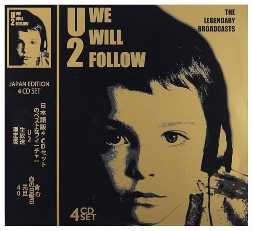 U2 "We Will Follow" CD case with Bono’s portrait in gold and black.