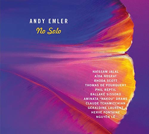 CD cover for "Andy Emler - No Solo" with abstract orange and purple artwork.