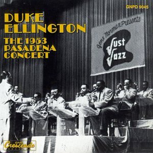 CD cover for Duke Ellington’s 1953 Pasadena Concert, featuring a band photo.