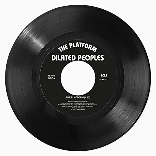 Black vinyl record with white label displaying “Dilated Peoples - The Platform”.