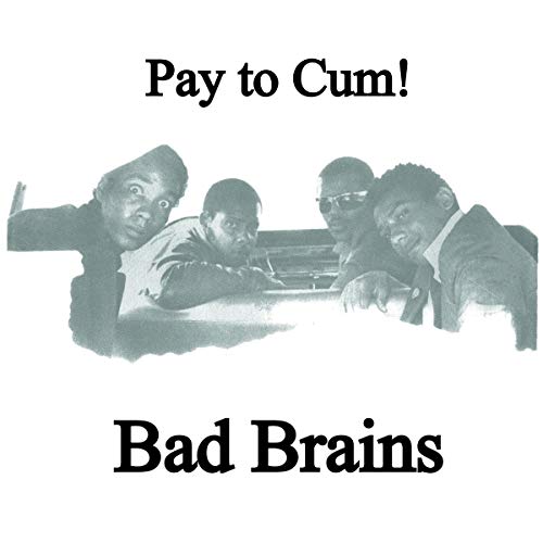 Black and white album cover featuring four men and band name.