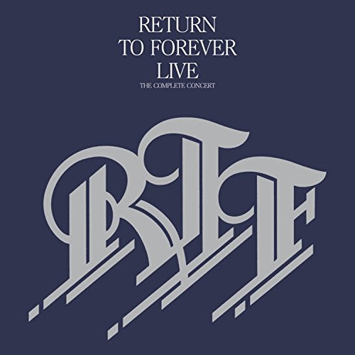 Return to Forever live concert album cover with silver logo on blue.