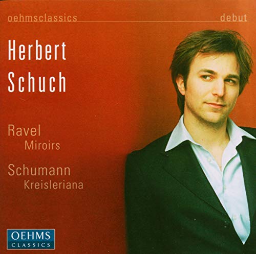 CD cover featuring portrait of pianist Herbert Schuch, red background.