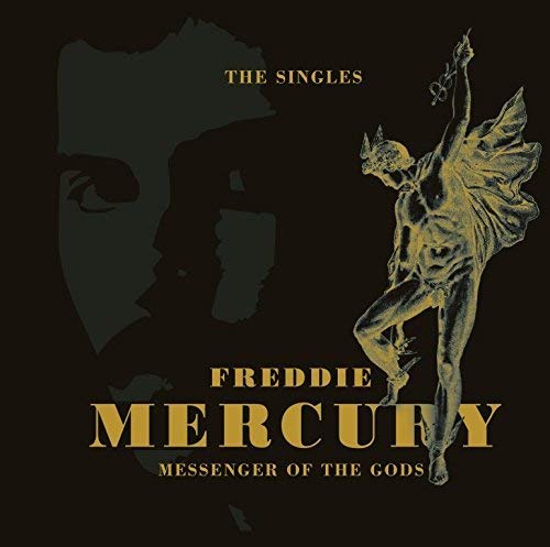 CD cover for “Messenger Of The Gods” featuring Freddie Mercury imagery.