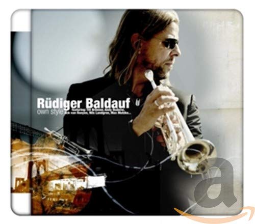 CD cover featuring Rüdiger Baldauf with a trumpet, in black jacket.