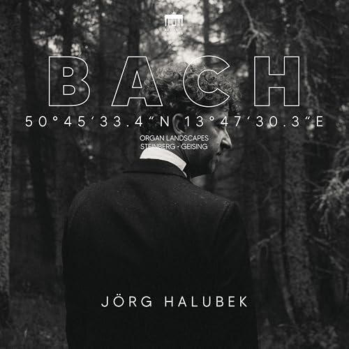 CD cover: man in suit, forest background, text "BACH" and "Jörg Halubek".