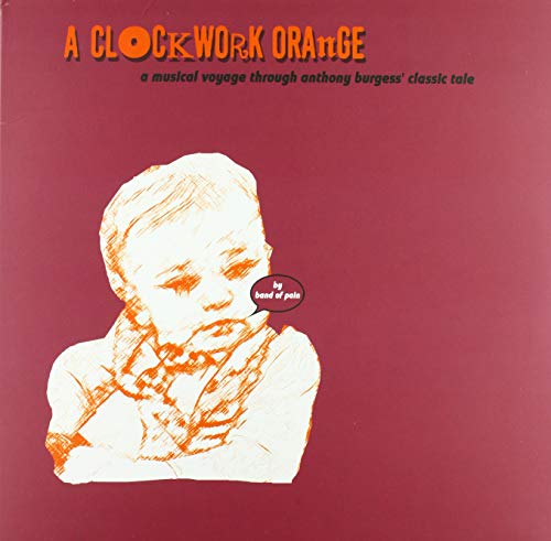 Red album cover for "A Clockwork Orange" with sketched face.