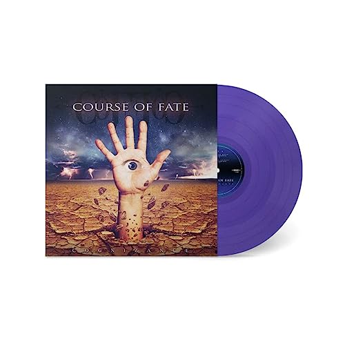 Purple vinyl record with album art featuring a hand and cracked earth.