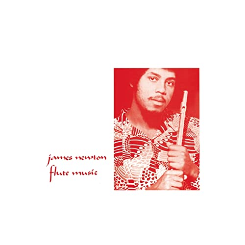 James Newton portrait holding a flute, album cover for "Flute Music".