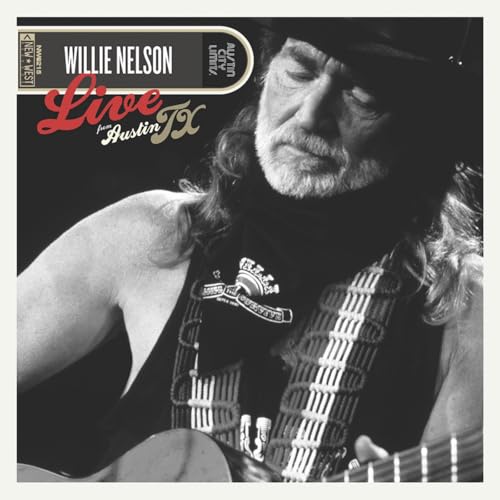 Willie Nelson portrait on album cover, “Live From Austin, TX”.