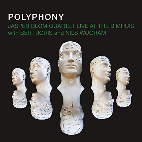 CD cover for Jasper Blom Quartet’s “Polyphony” featuring sculpted heads.