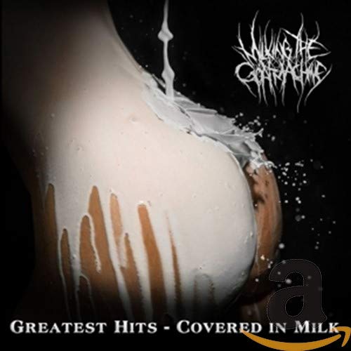 CD cover: milk splashing on a torso with band logo and text.