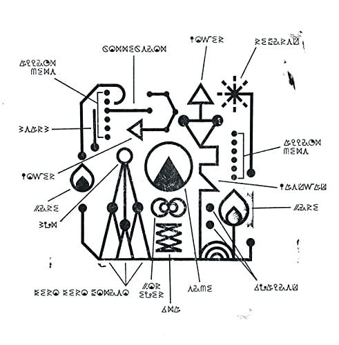 Black and white vinyl record cover with abstract geometric design.