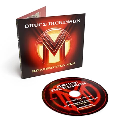 Bruce Dickinson's "Resurrection Men" CD case and disc, red and black design.
