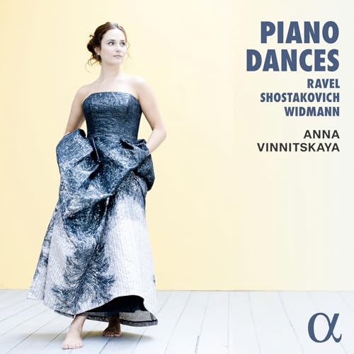 CD cover featuring pianist Anna Vinnitskaya in a blue gown.