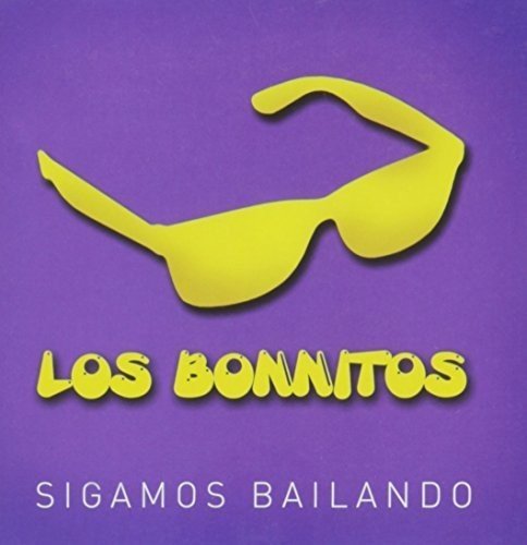 CD cover with yellow sunglasses and text "Sigamos Bailando" on purple.