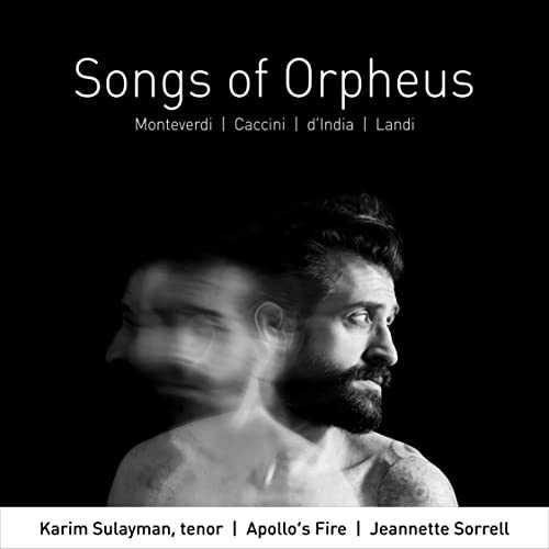 CD cover: black and white portrait of Sulayman Karim, “Songs of Orpheus.”