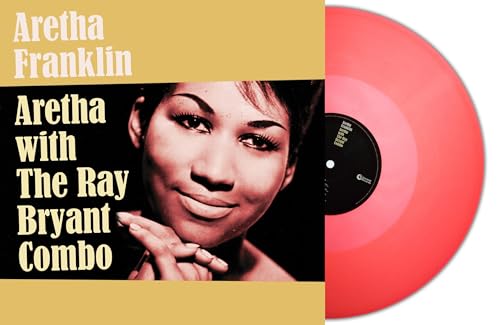 Aretha Franklin album cover and coral red vinyl record shown.