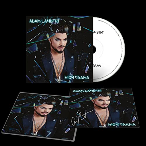 Adam Lambert "High Drama" CD with signed cover and reflective shards.