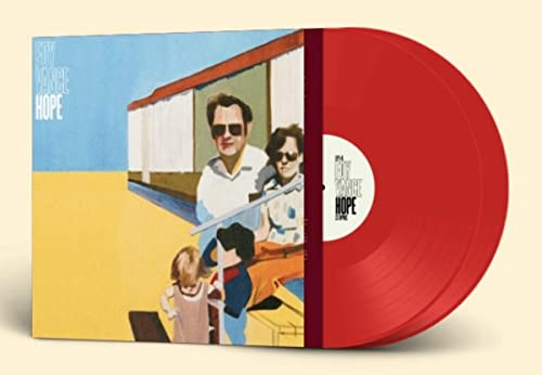 “HOPE” vinyl record cover with people and a red disc beside it.