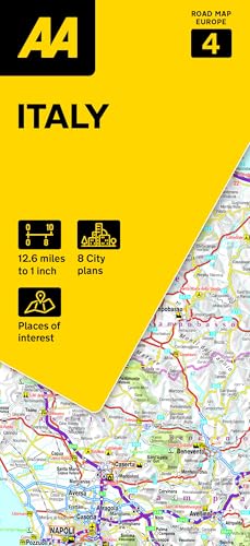 AA Road Map of Italy, 2024 edition, showing detailed road network.