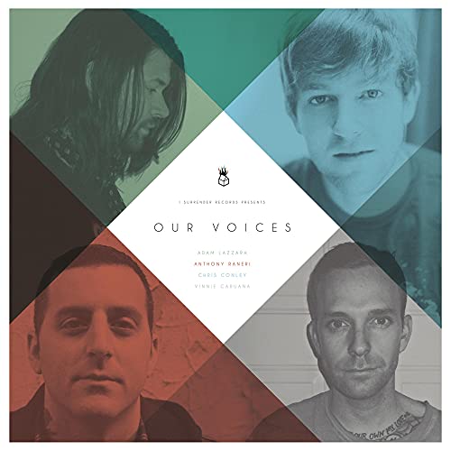 Vinyl album cover featuring portraits of four men in a geometric design.
