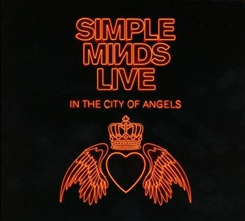 Simple Minds "Live in the City of Angels" CD cover with neon graphics.