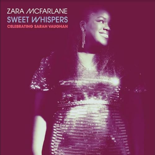 Zara McFarlane album cover, portrait of a smiling woman in a sparkly dress.