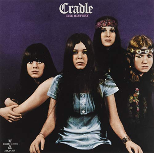 1960s all-female rock band "Cradle" album cover with purple background.